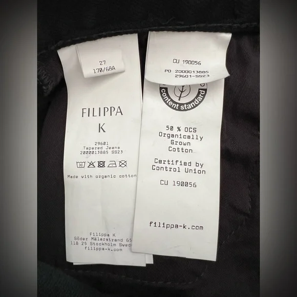Filippa K Black Designer Tapered Jeans • NWOT • High Rise • Size 27 - Picture 6 of 6